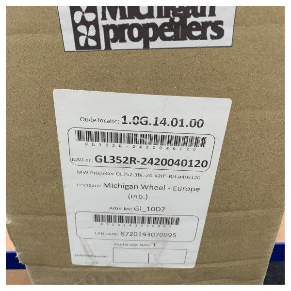 Michigan Propellers 3-blads messingpropell GL352 24x20 RH 40 - 668390 