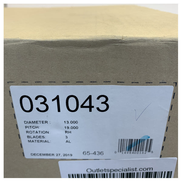 Michigan Match 3-bladig propeller i aluminium 13x19 RH AL3 - 31043 