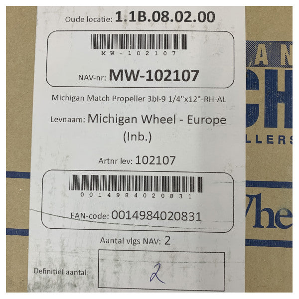 Michigan Match 3-bladig aluminiumpropeller till båt 9 1/4 x 12 RH - 102107 