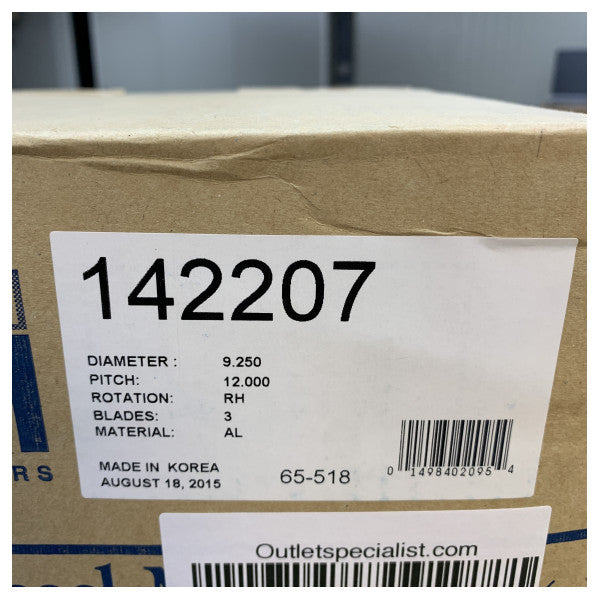 Hélice de alumínio para barco Michigan Match 3 pás 9 1/4x12 RH - 142207 