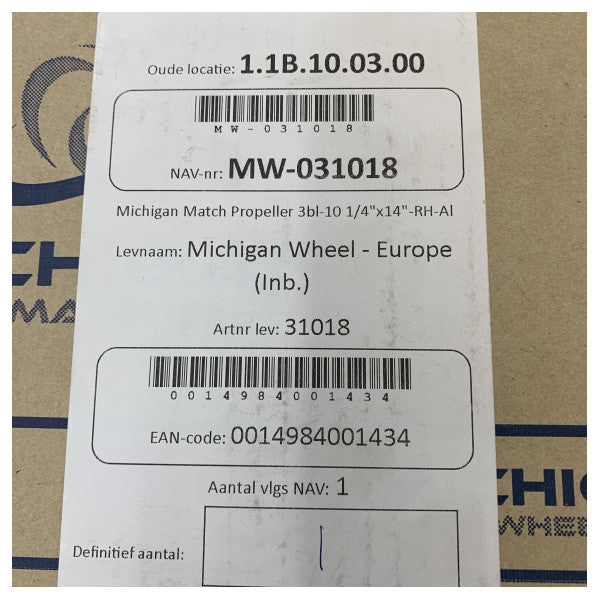 Hélice de Alumínio Michigan Match de 3 Pás 10 1/4 x 14 RH - 31018 