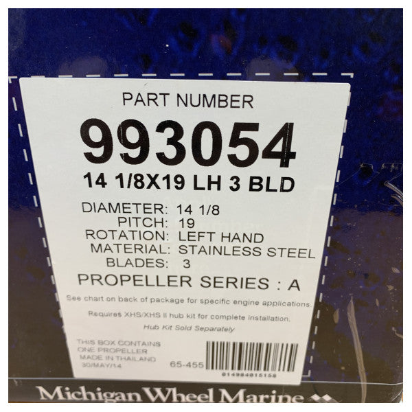 Michigan Apollo 3-Blade Stainless Steel Propeller 14 1/8 x 19 LH - 993054 