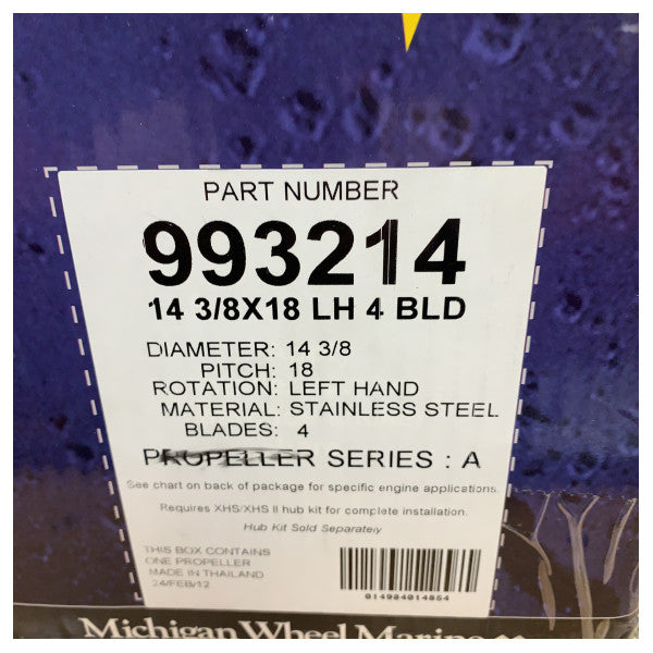 Michigan Apollo četverokraki propeler od nehrđajućeg čelika 14 3/8 x 18 LH - 993214 