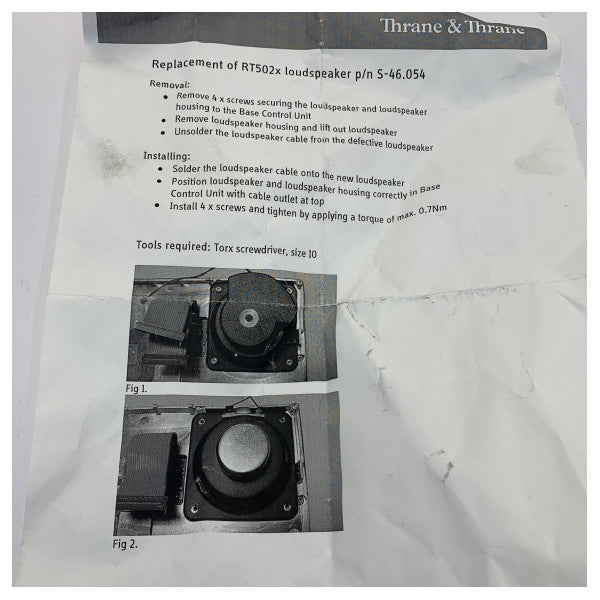 Thrane & Thrane S-46-054 Marine Audio Speaker With Suction Cup 