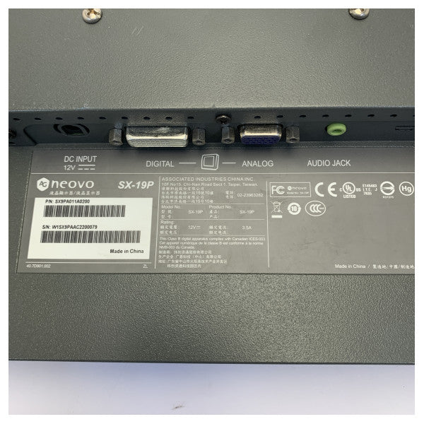 Neovo SX-19P Monitor Industrial Marinho de 19 polegadas CVBS para Vigilância - Usado 