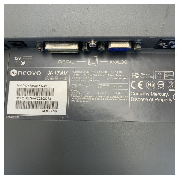 Neovo X-17AV 17-tommers robust maritim skjerm - brukt 