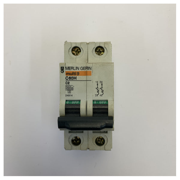 Merlin Gerin Multi 9 C60H C2 Leitungsschutzschalter MCB 10kA 2A - Gebraucht 