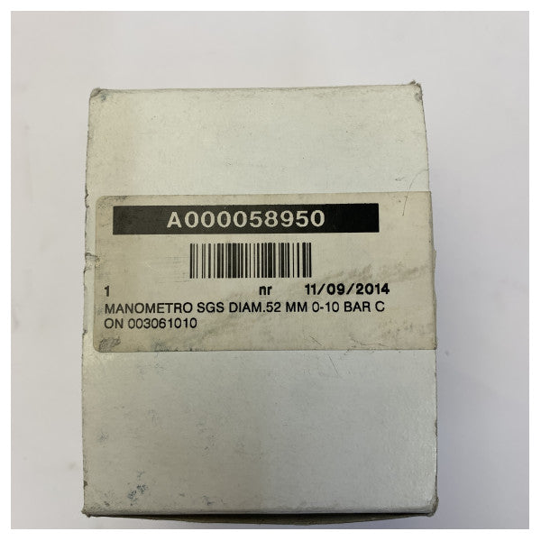 San Giorgio Sein Marine Oil Pressure Gauge 52mm 0-10 Bar - SGS-DIAM-52 