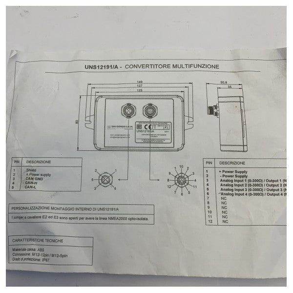 San Giorgio Sein Mechanical Engine to NMEA 2000 Converter Kit - UNS12191 