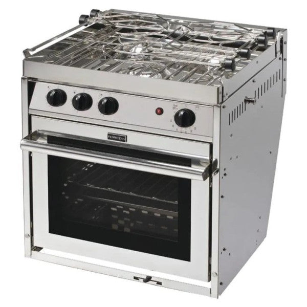 Fogão a Gás Force10 Marine de 3 Queimadores com Forno em Aço Inoxidável Cooker Marítimo 