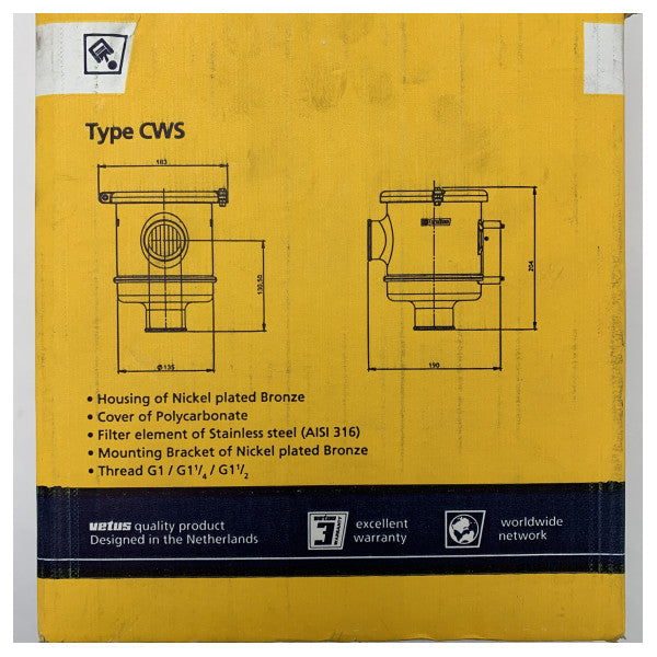 Vetus CWS13/4 Marine sjøvannkjølefilter 1 3/4 tommer 