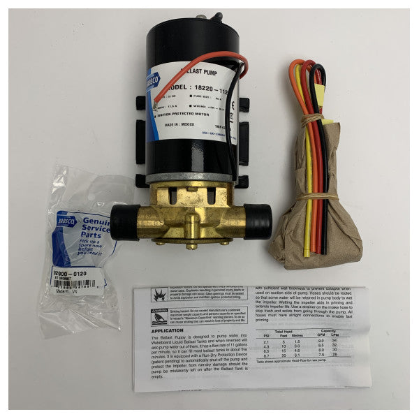 Jabsco 18220-112 12V Marine Ballast Pump for Wakeboard and Ski Boats