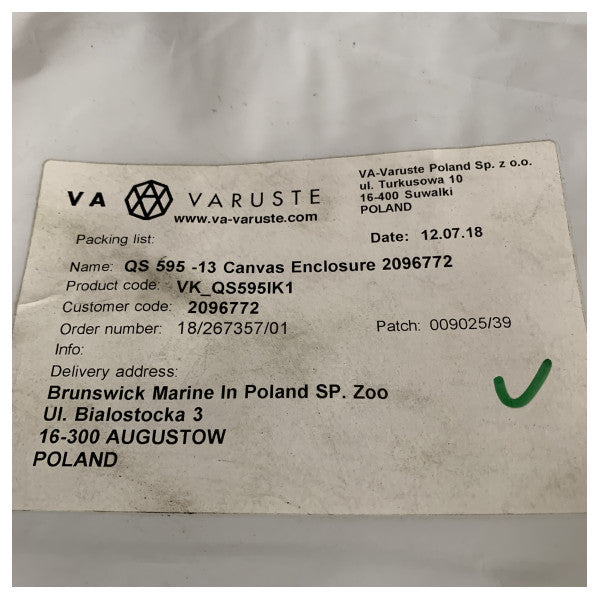 Quicksilver 595 Canvass Cockpit Enclosure Kit Black - VK_QS595IK1