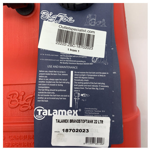 TALAMEx Outboard Engine Tank Tank 22L Red - 18702023