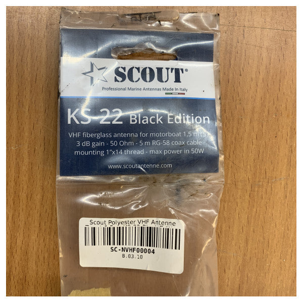 هوائي Scout KS-22 البحري VHF عالي الأداء بطول 1.5 م من الألياف الزجاجية لليخوت 
