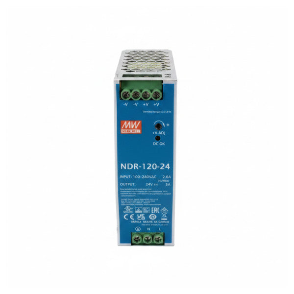 MEAN WELL NDR-120-24 DIN-skinne-strømforsyning 24V 5A 120W - marinekvalitets PSU 