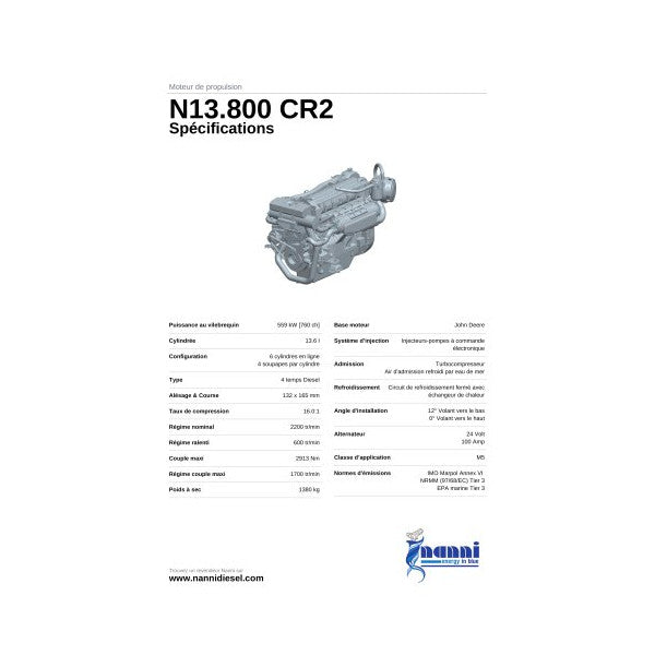 Nanni John Deere N13 800HP 6-cil marindieselmotor bobtail CR2 - N13800D00004 