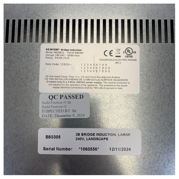 Plaque de cuisson à induction Kenyon 2 brûleurs 230V 50/60Hz - Neuf - B80305 