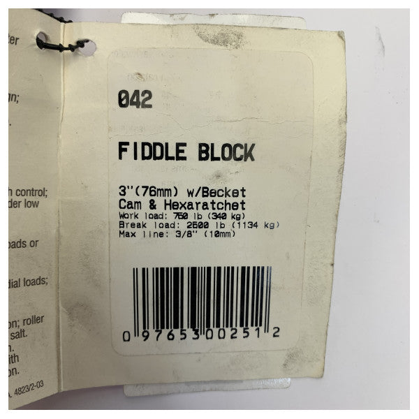 Harken 042 Fiddle-Block mit Wirbel 76 mm - Yachtbeschläge 