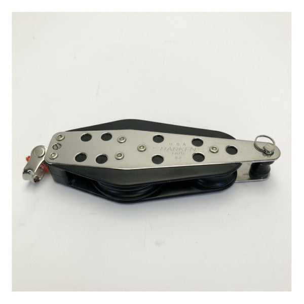 Harken 054 Bozzello orientabile a puleggia doppia per piccole imbarcazioni con strozzascotte a camma 57 mm 