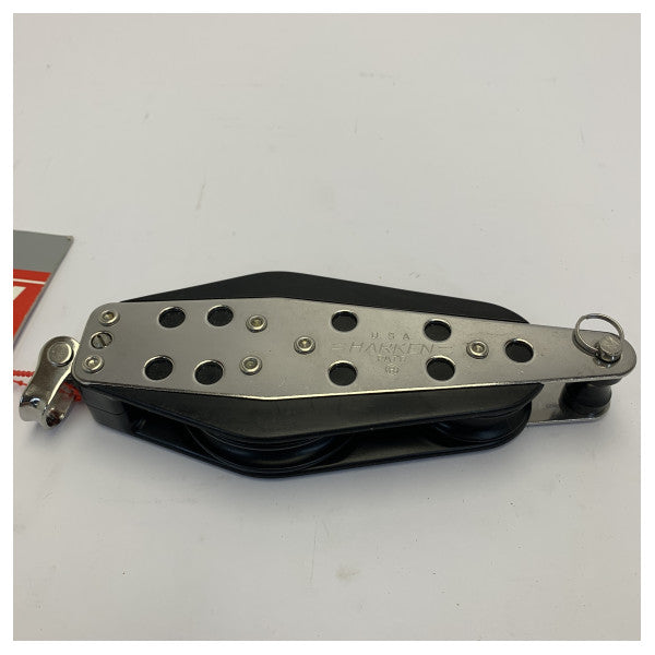 Harken 054 Bozzello orientabile a puleggia doppia per piccole imbarcazioni con strozzascotte a camma 57 mm 