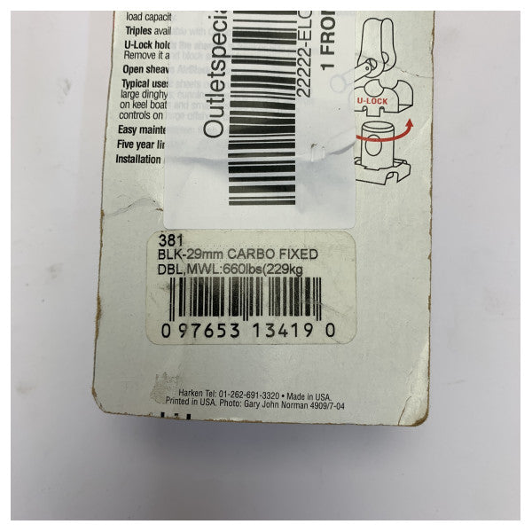 Harken 381 22mm Mikro Çift Karbon Makara Sabit - Yat Donanımı 