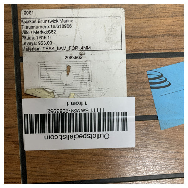 ウッターニ S62 スターボード後方ラミネートチークコックピットフロアキット 4 mm - 2083962 