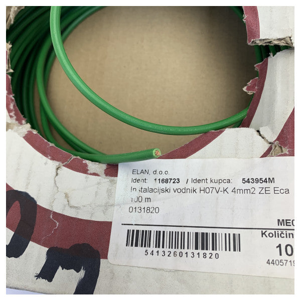H07V-K 4mm2 Single Core Flexible Electrical Cable - Green 100m
