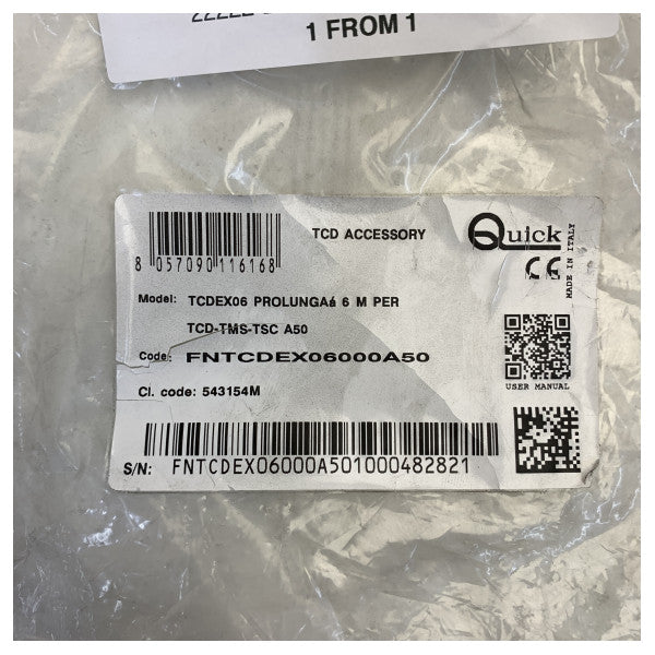 Quick Bow Thruster forlængerledning 6 m - FNTCDEX06000A00 