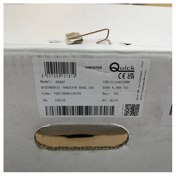 Quick BTQ185 bovpropel 85 kgf 12V 185 mm - BTQ1808512 maritim yachtpropel 