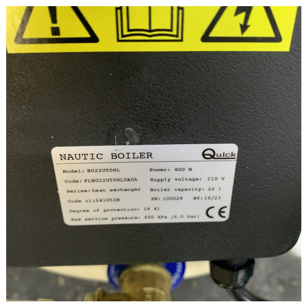 Chauffe-eau marin Quick B022UT - chaudière 22L 110V - Nautic Boiler B3 