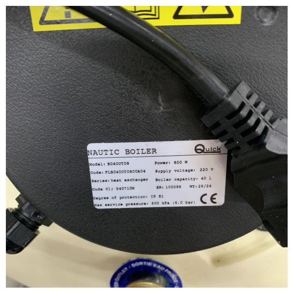 Quick Sigmar Marine Water Heater B040UT - 40L 220V Stainless Steel Boiler 