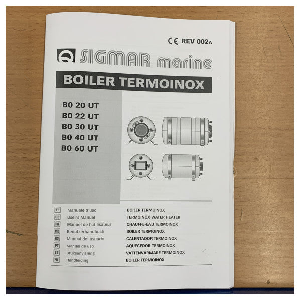 Quick Sigmar Marine Water Heater B040UT - 40L 220V Stainless Steel Boiler 