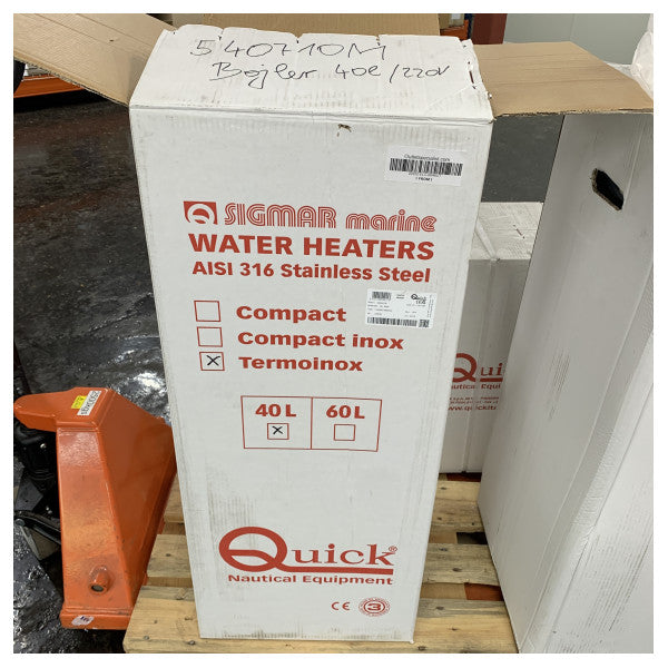 Quick Sigmar Marine Water Heater B040UT - 40L 220V Stainless Steel Boiler 