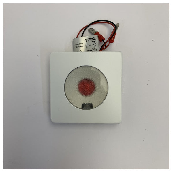 Quick Bryan Square Aufbaumontierte Marine-LED-Kabinenleuchte - Rote LED, Weißer Rahmen 