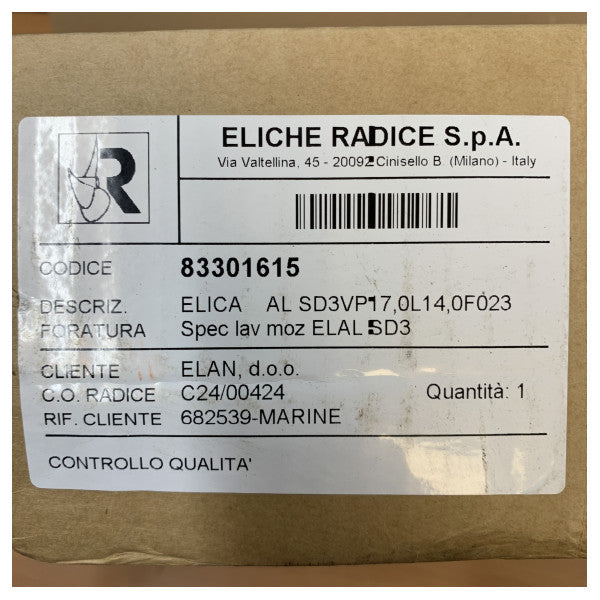 Eliche Radice 3-blads Saildrive-propell L 17x14 SD3 - Aluminium 