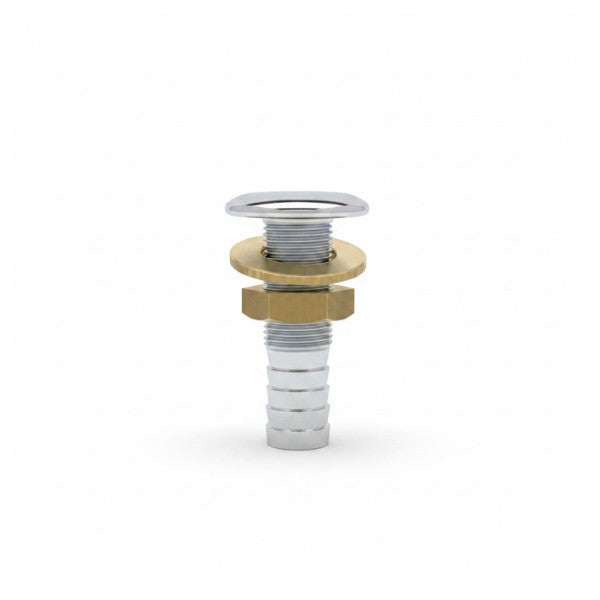 Maestrini 3/8inch krom gennemskrogsfitting med 15 mm slangespids - C0054C 