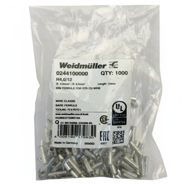 TULEC H4.0/12 Uninsulated Ferrules 1pcs