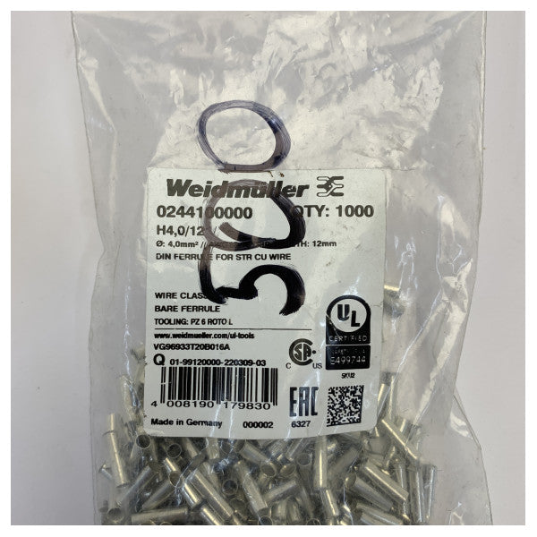 TULEC H4.0/12 Uninsulated Ferrules 1pcs