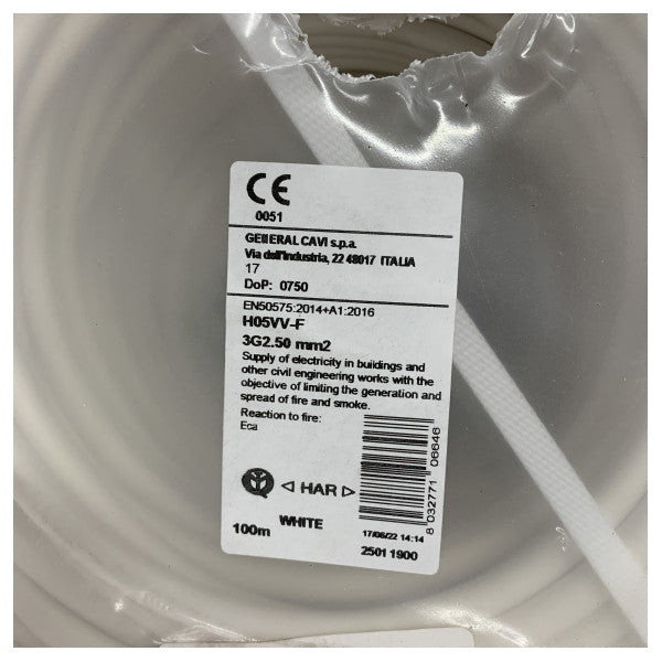 VODNIK NPI Fror H05VV-F 3x2.5 mm2 1M - Marine Electrical Cable - 3-Core PVC 