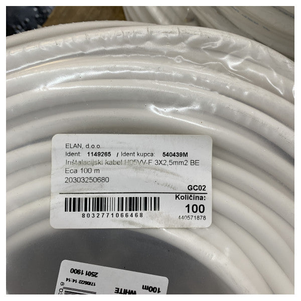 VODNIK NPI Fror H05VV-F 3x2.5 mm2 1M - Marine Electrical Cable - 3-Core PVC 
