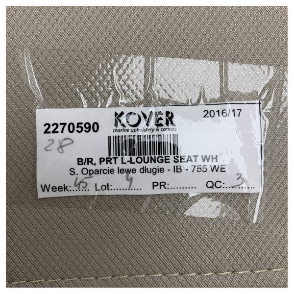 Cuscino per schienale a forma di L Quicksilver 755 Weekender colore sabbia lato sinistro - 2270590 