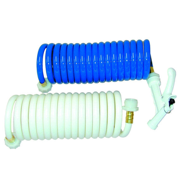 T-H Marine Washdown Hose Kit White Coiled with Nozzle - WDH-15W-B