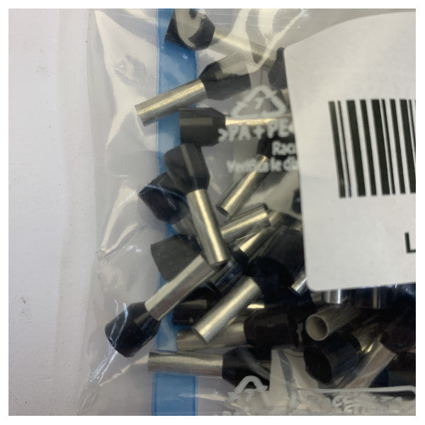 BM Isolerede ledningsender 6mm² x 20mm sort 100 stk 