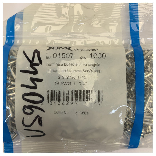 Embout de câble non isolé en cuivre 2,5 mm² 12 mm étamé 1000 pièces 