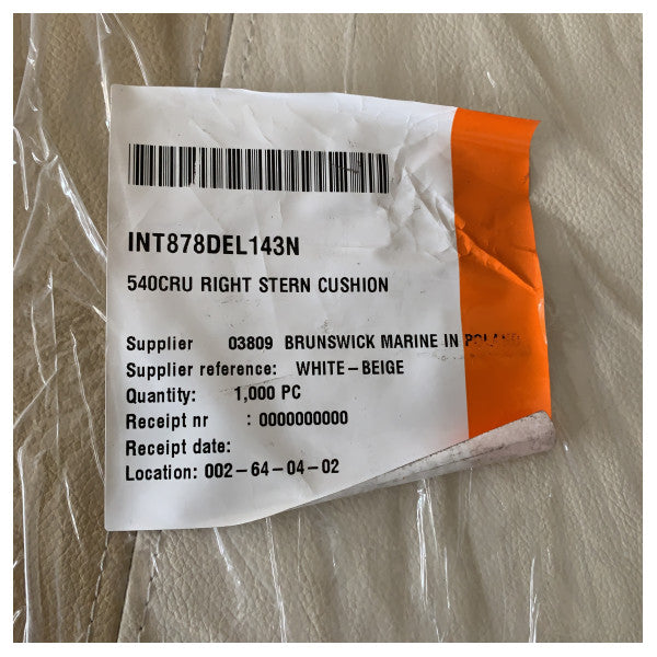 Quicksilver 540 Cruiser Right Stern Aft Cushion White Beige - 878DEL143N