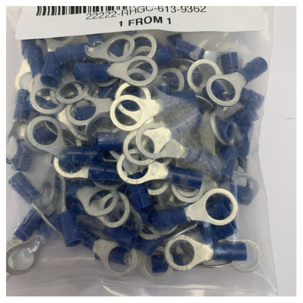 Connettori a crimpare a anello isolati blu RS PRO 16-14 AWG - 100 pezzi 