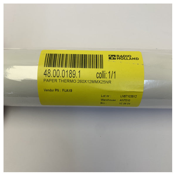 Termisk værfaks-papir for JAX-9A - rull på 260 mm x 25 m 