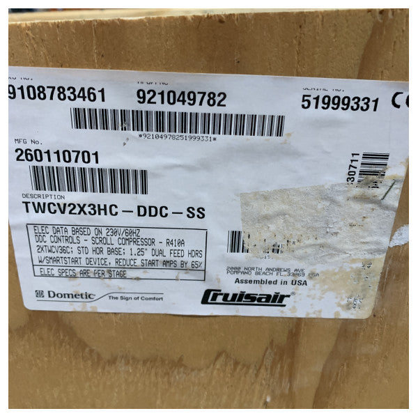 Cruisair 72.000 BTU Marine Air Conditioning System 230V 60Hz - TWCV2X3HC-DDC-S