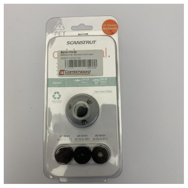 Scanstrut DS16-P marint kabelgjennomføringsbeslag - vertikal tetning for 2–8 mm kabler - svart 